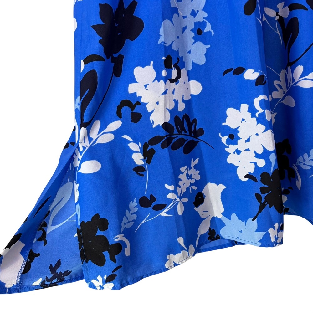 Vince Camuto Blue Floral Wide Leg Jumpsuit Size M Pockets Vacation, Resort, Chic - Picture 10 of 16